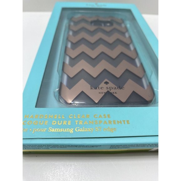 Kate Spade Samsung S7 Edge Case Hardshell Cover Chevron Rose Gold Clear - Picture 5 of 6